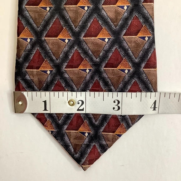 OSCAR DE LA RENTA Burgundy Foulard Silk Tie & Pocket Square - Picture 9 of 15